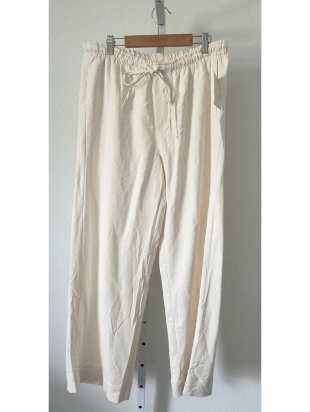 A New Day Cream Drawstring Wide Leg Pants Women Size Medium Short